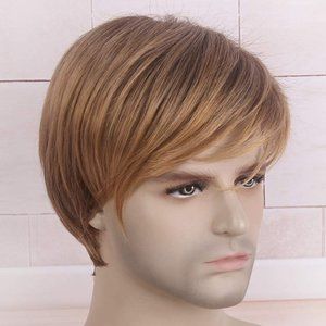 Cosplay Wig for Men Short Layered Natural Hair (Ombre Brown) Wig For Men New